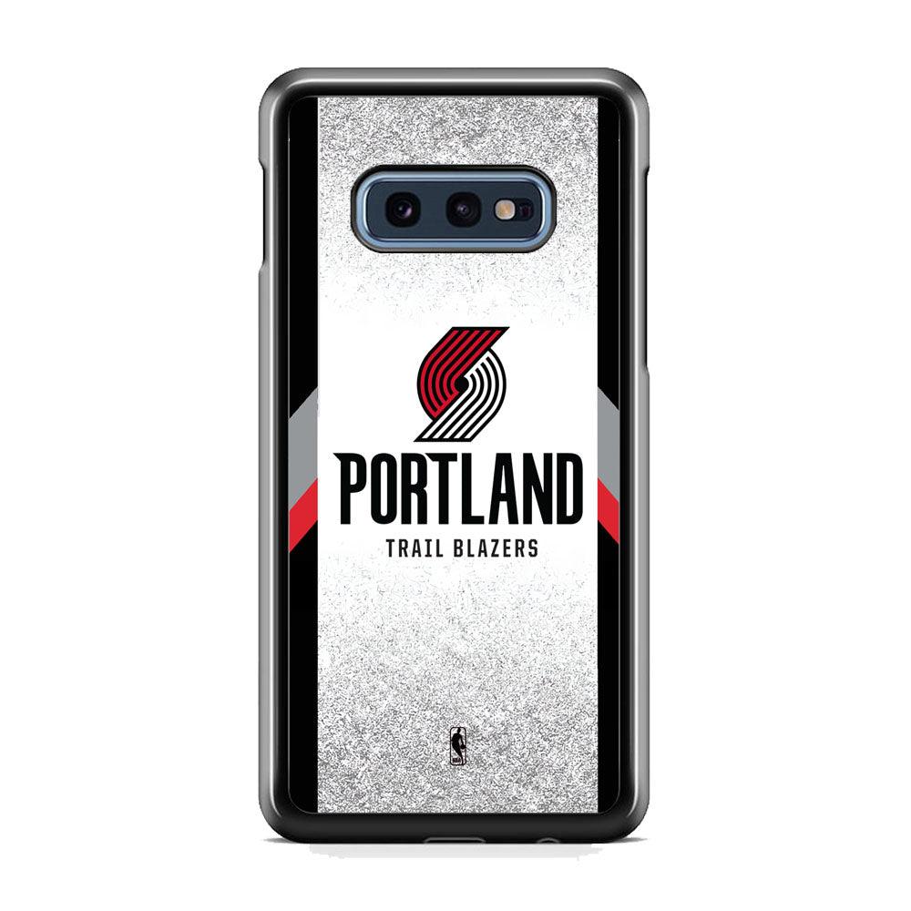 NBA Portland Trail Blazers Silver Glitter Samsung Galaxy S10E Case-Rubber Black (2D Case)-Oxvistore