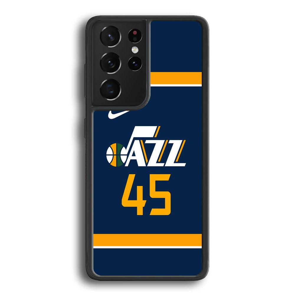 NBA Utah Jazz Jersey Samsung Galaxy S21 Ultra Case-Rubber White (2D Case)-Oxvistore