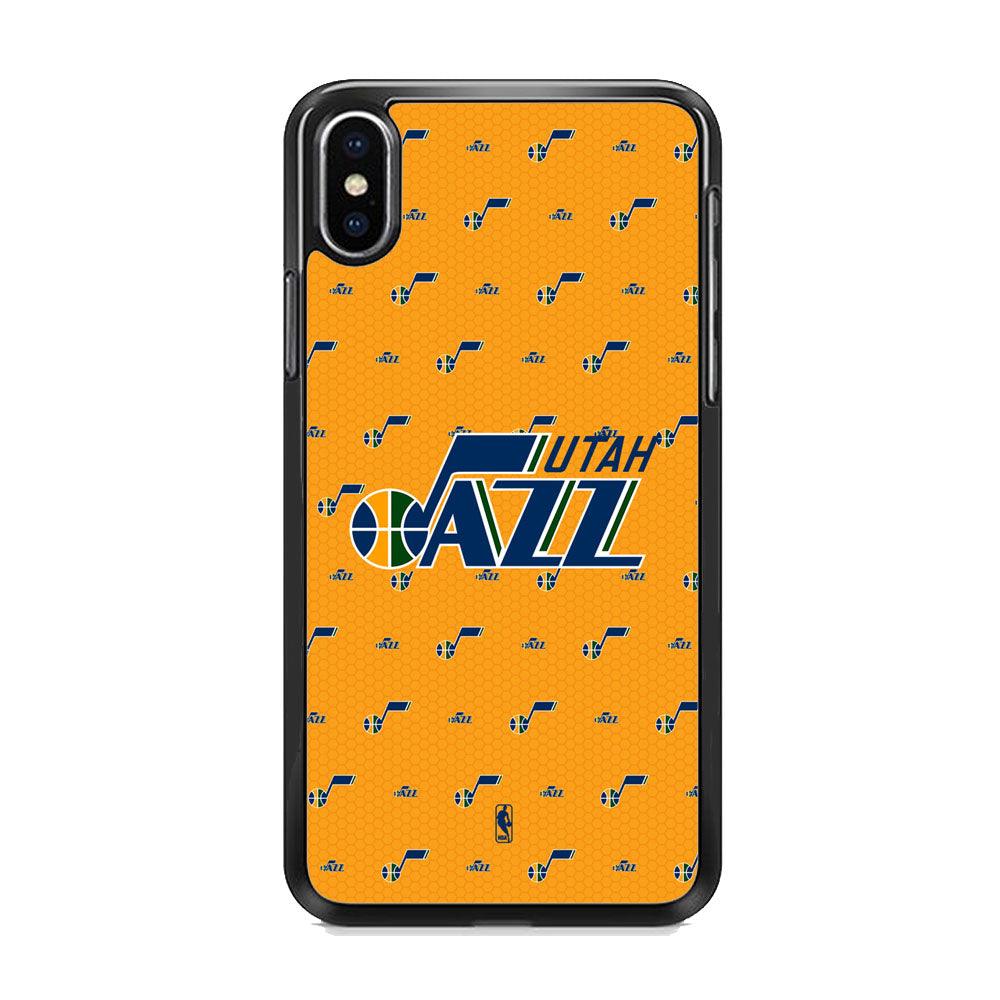 NBA Utah Jazz Orange Nest iPhone XS MAX Case-Rubber White (2D Case)-Oxvistore