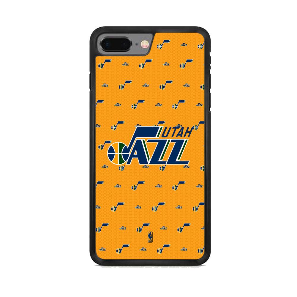 NBA Utah Jazz Orange Nest iPhone 8 Plus Case-Rubber Black (2D Case)-Oxvistore