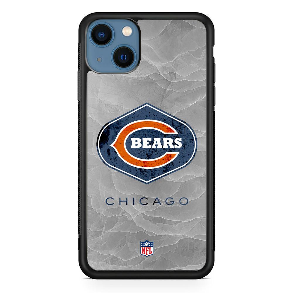 NFL Chicago Bears Smoke Wave iPhone 15 Plus Case-Rubber Black (2D Case)-Oxvistore