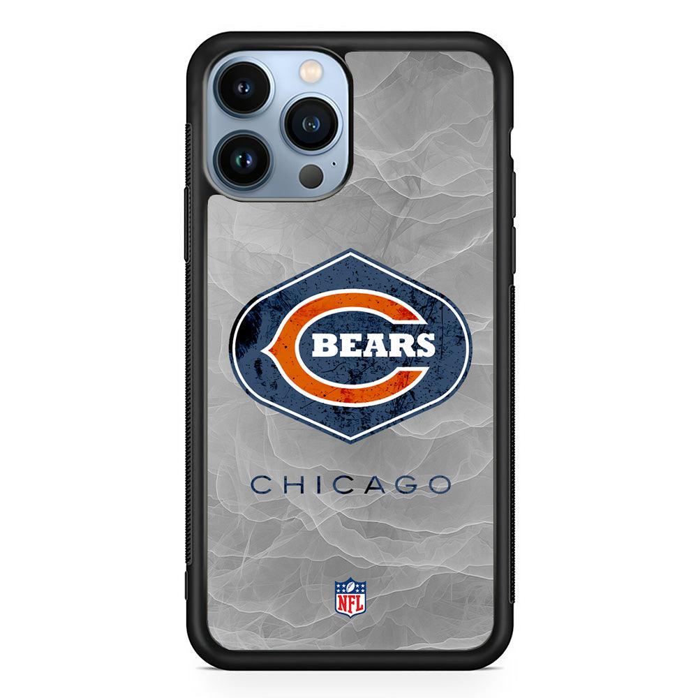 NFL Chicago Bears Smoke Wave iPhone 14 Pro Max Case-Rubber Black (2D Case)-Oxvistore