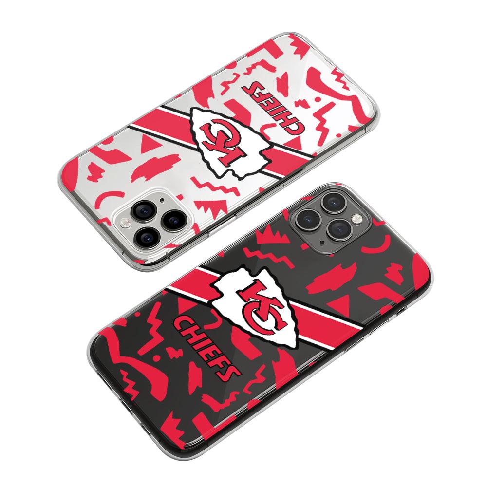 NFL Kansas City Chiefs Abstract Shape Backdrop Clear Soft Case-Oxvistore