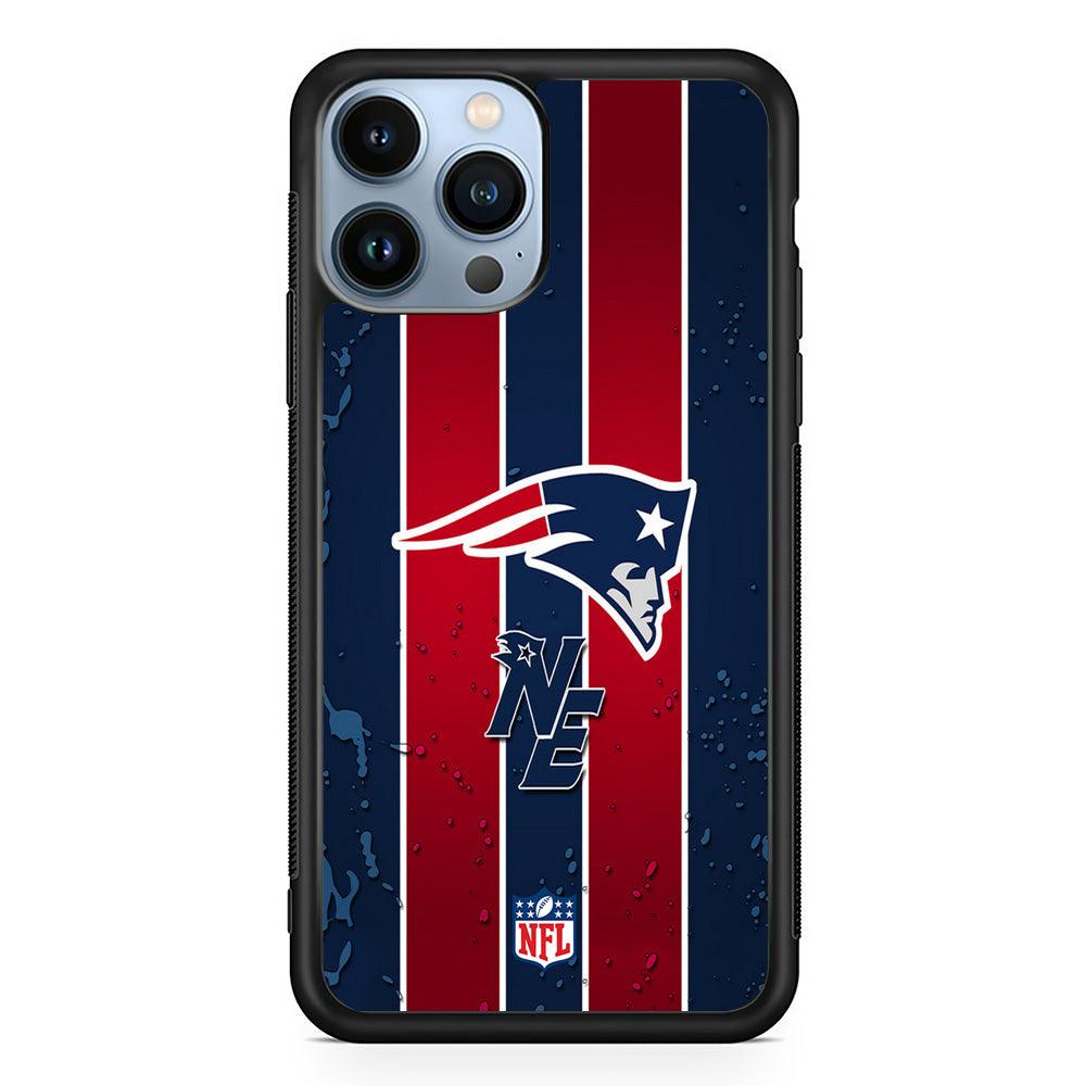 NFL New England Patriots Flag Line iPhone 14 Pro Max Case-Rubber White (2D Case)-Oxvistore