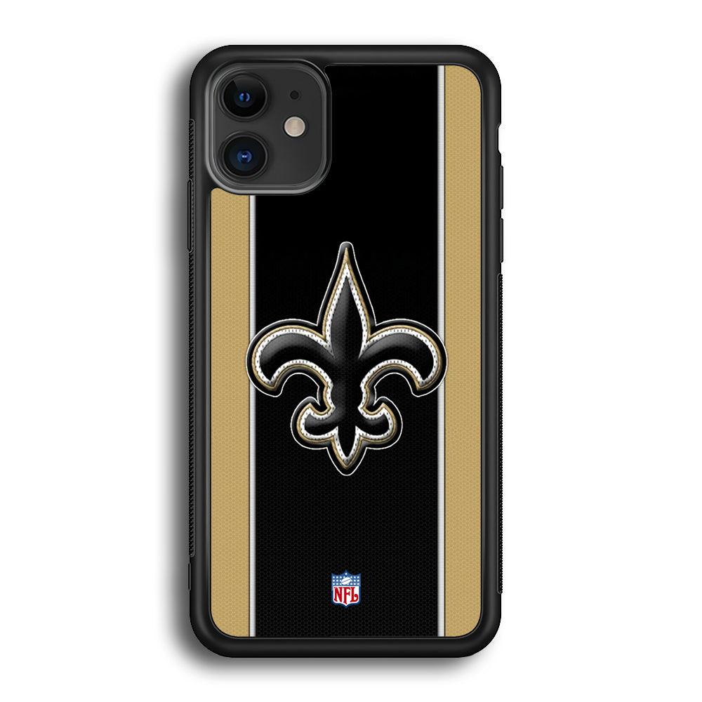 NFL New Orleans Saints Straight iPhone 12 Case-Rubber Black (2D Case)-Oxvistore