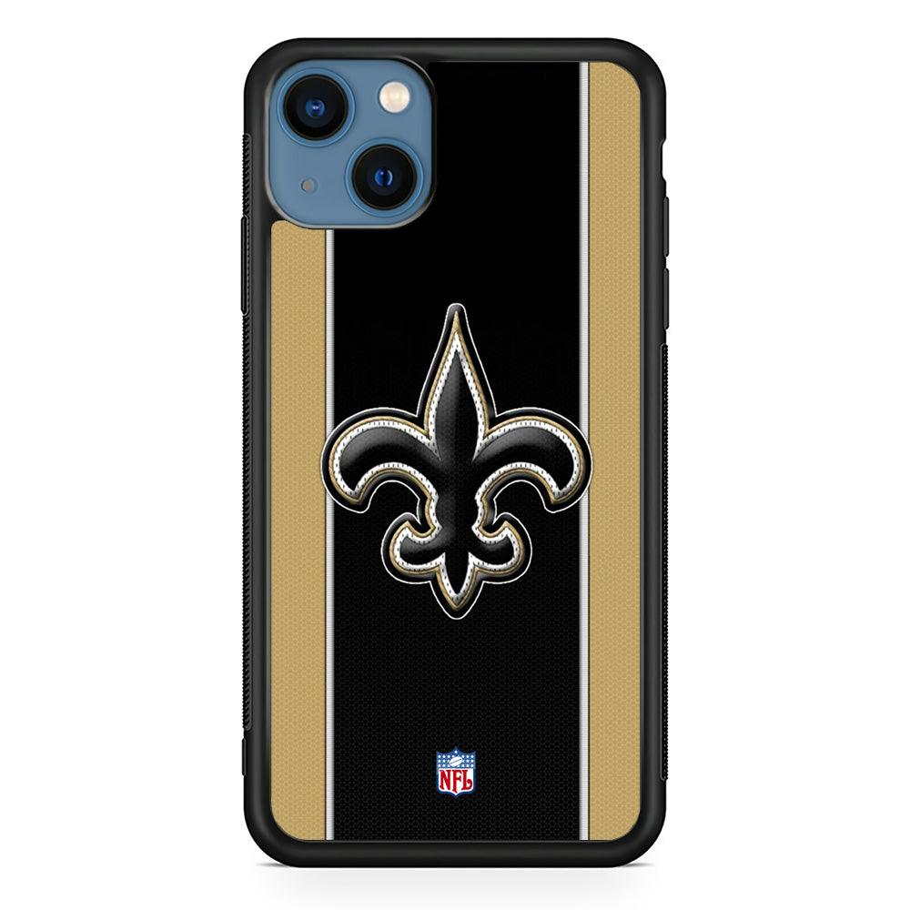 NFL New Orleans Saints Straight iPhone 15 Case-Rubber Black (2D Case)-Oxvistore