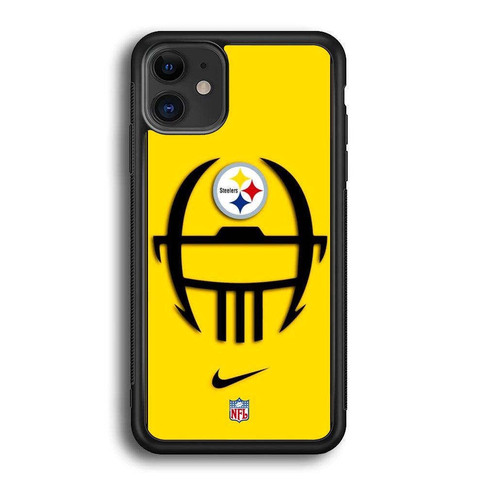 NFL Pittsburgh Steelers Ring of Face iPhone 11 Case-Rubber White (2D Case)-Oxvistore
