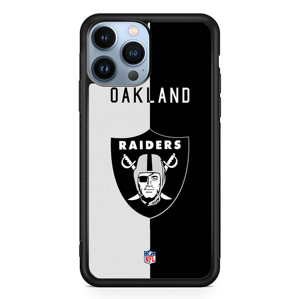NFL The Oakland Raiders B&W Side iPhone 14 Pro Max Case-Rubber Black (2D Case)-Oxvistore