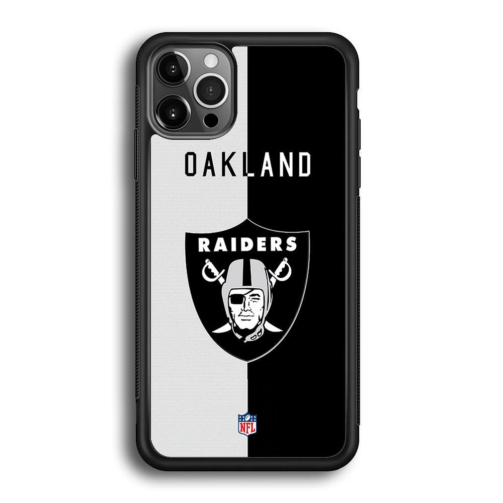 NFL The Oakland Raiders B&W Side iPhone 12 Pro Case-Rubber Black (2D Case)-Oxvistore