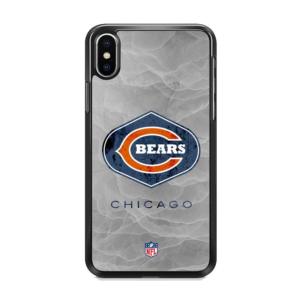 NFL Chicago Bears Smoke Wave iPhone XS Case-Rubber White (2D Case)-Oxvistore