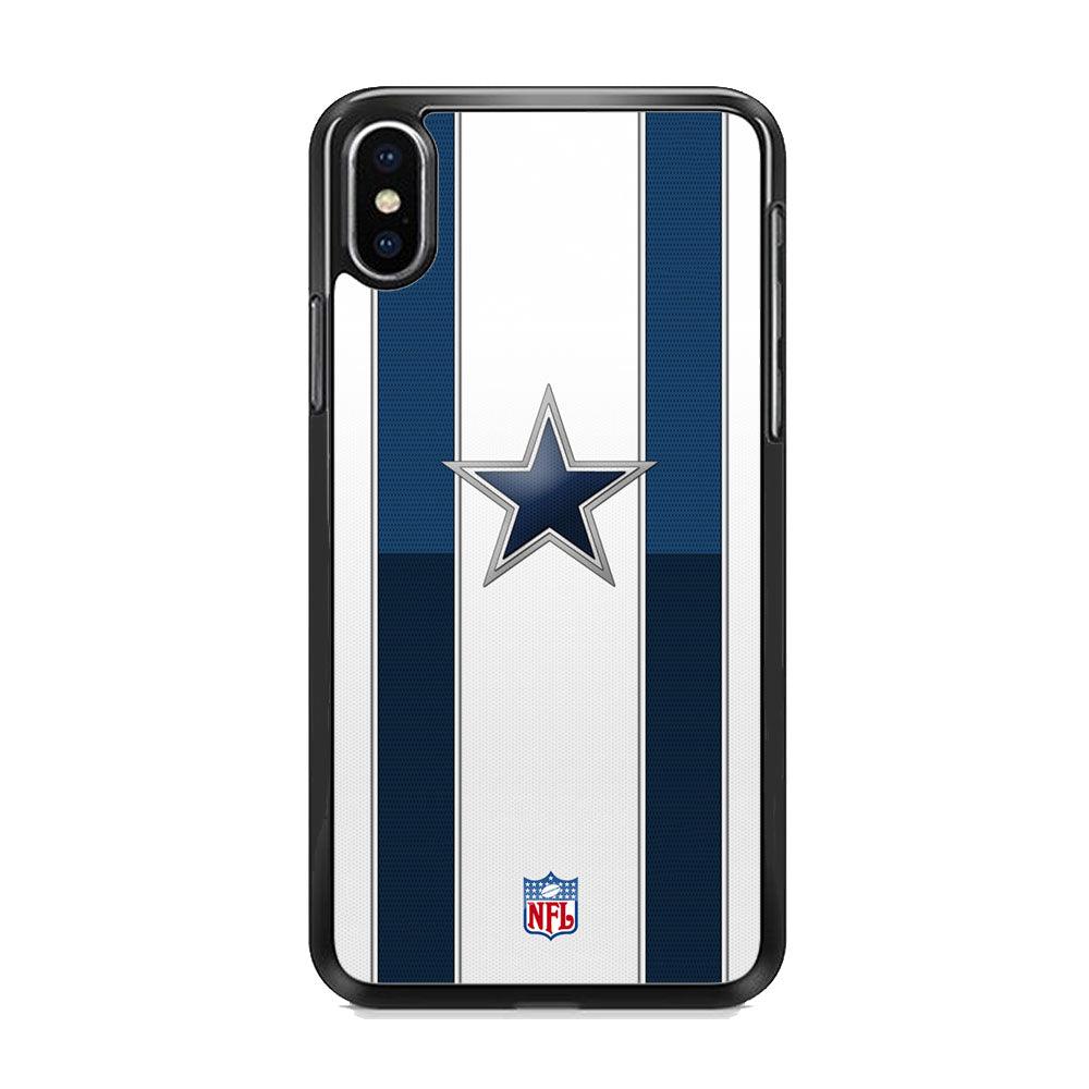 NFL Dallas Cowboys Light Glow iPhone XS Case-Rubber White (2D Case)-Oxvistore