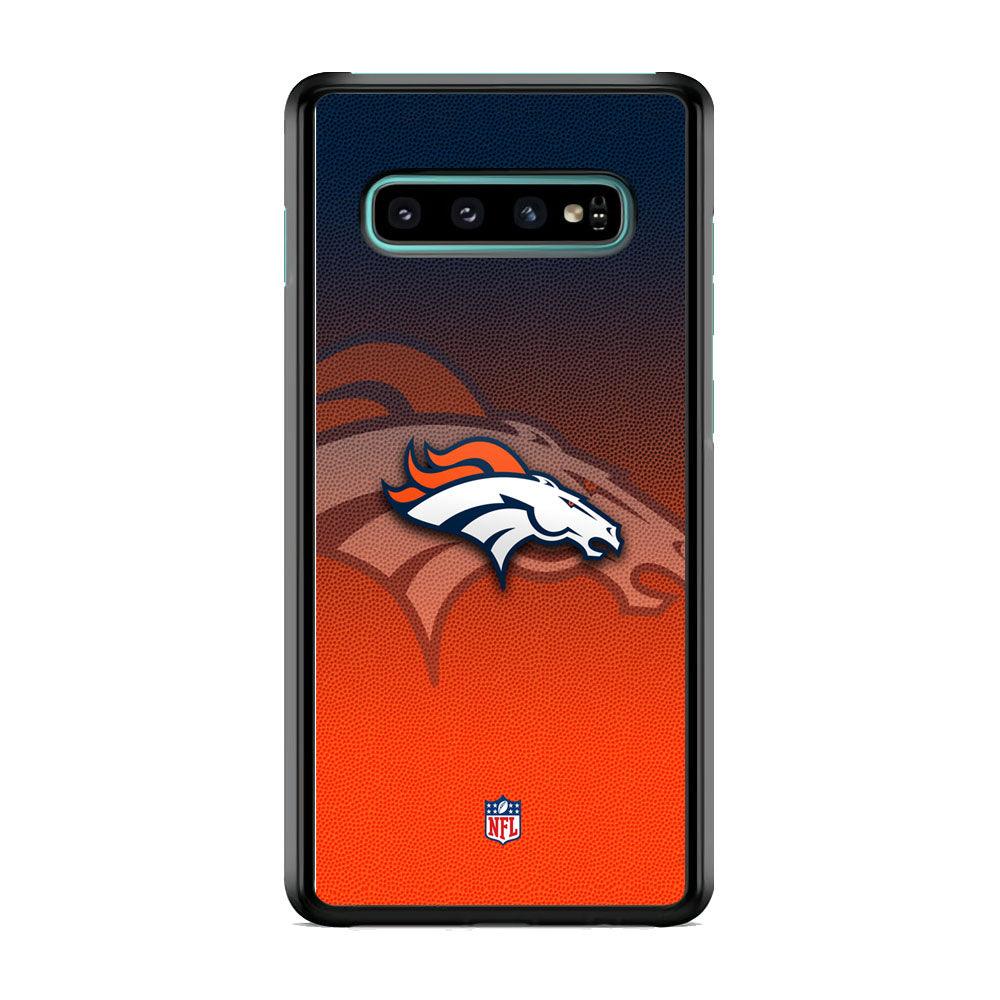NFL Denver Broncos The Gradation Wall Samsung Galaxy S10 Case-Rubber Black (2D Case)-Oxvistore