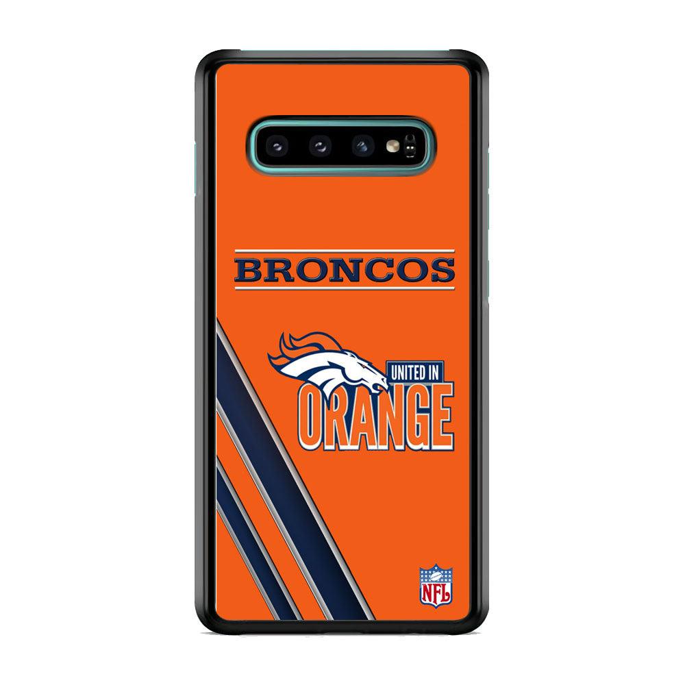 NFL Denver Broncos United in Orange Samsung Galaxy S10 Plus Case-Rubber Black (2D Case)-Oxvistore