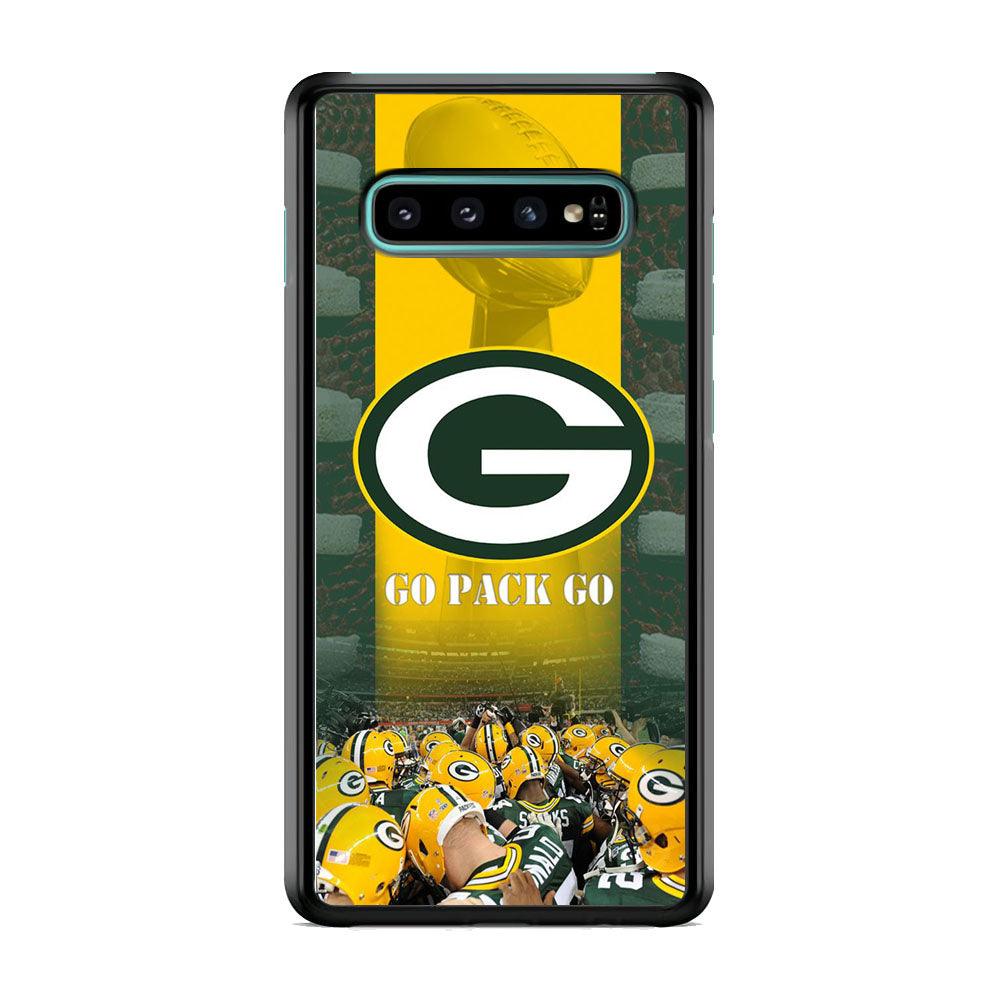 NFL Green Bay Packers Go Pack Samsung Galaxy S10 Case-Rubber White (2D Case)-Oxvistore