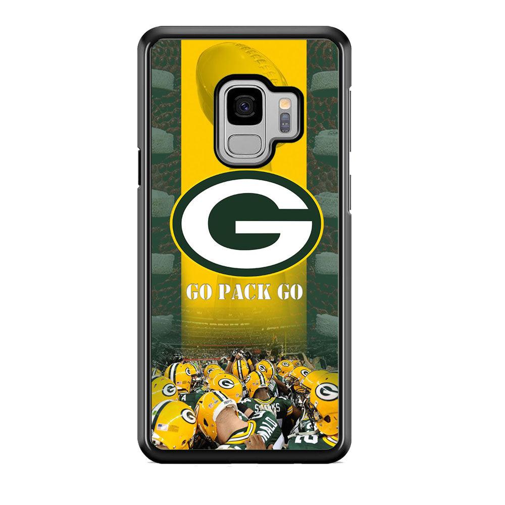 NFL Green Bay Packers Go Pack Samsung Galaxy S9 Case-Rubber Black (2D Case)-Oxvistore