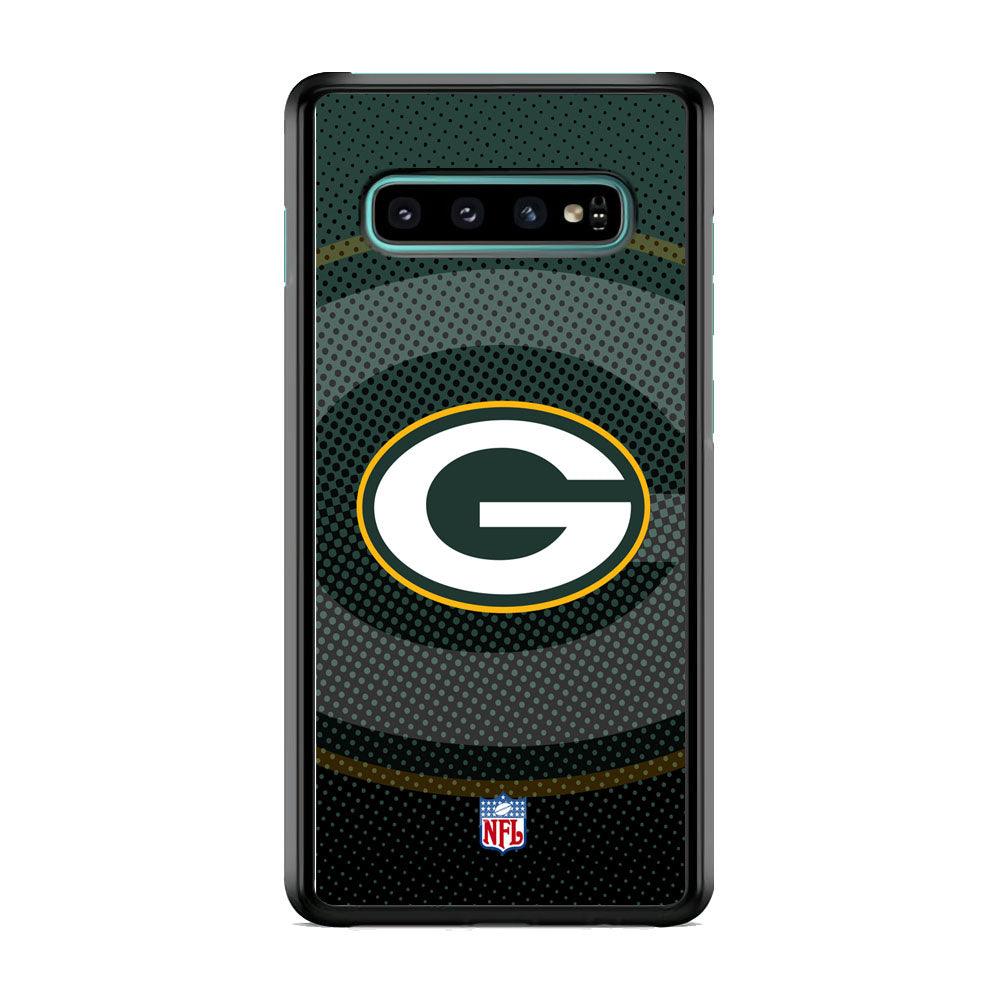 NFL Green Bay Packers Pattern of Banner Samsung Galaxy S10 Case-Rubber Black (2D Case)-Oxvistore