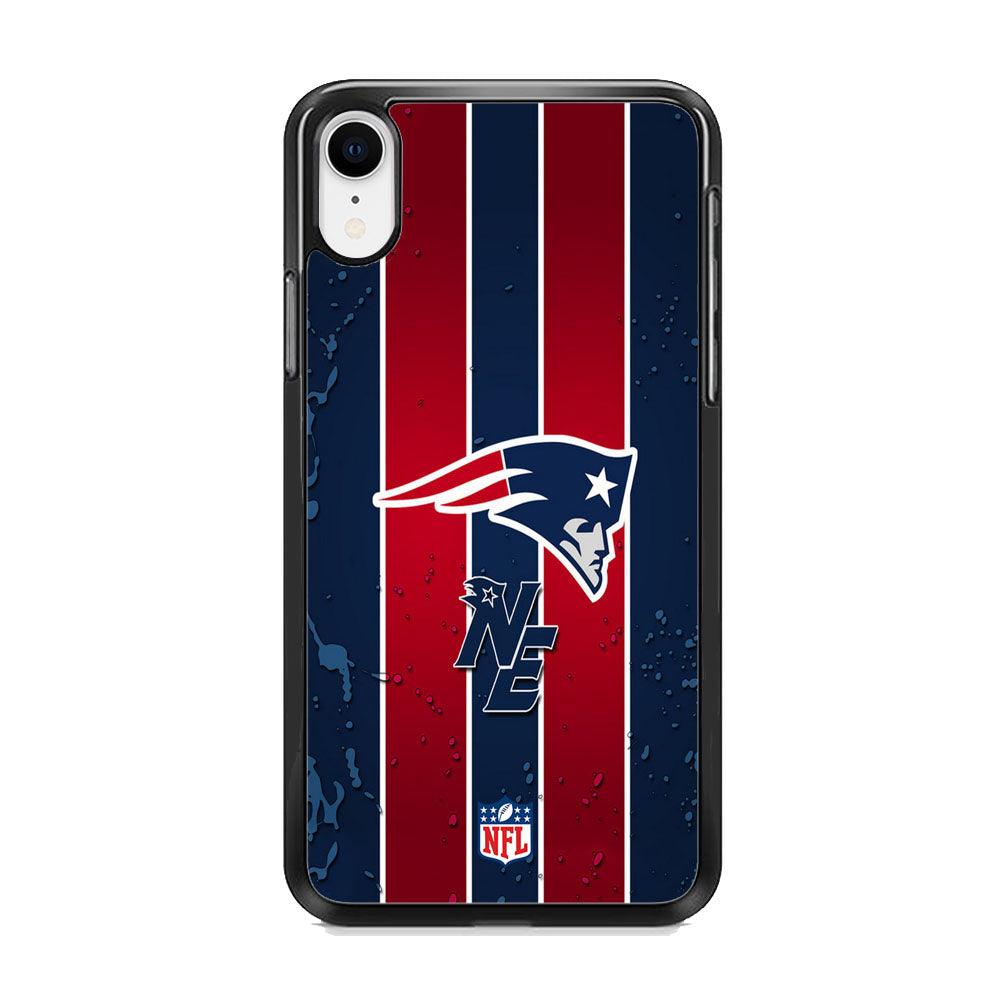 NFL New England Patriots Flag Line iPhone XR Case-Rubber Black (2D Case)-Oxvistore