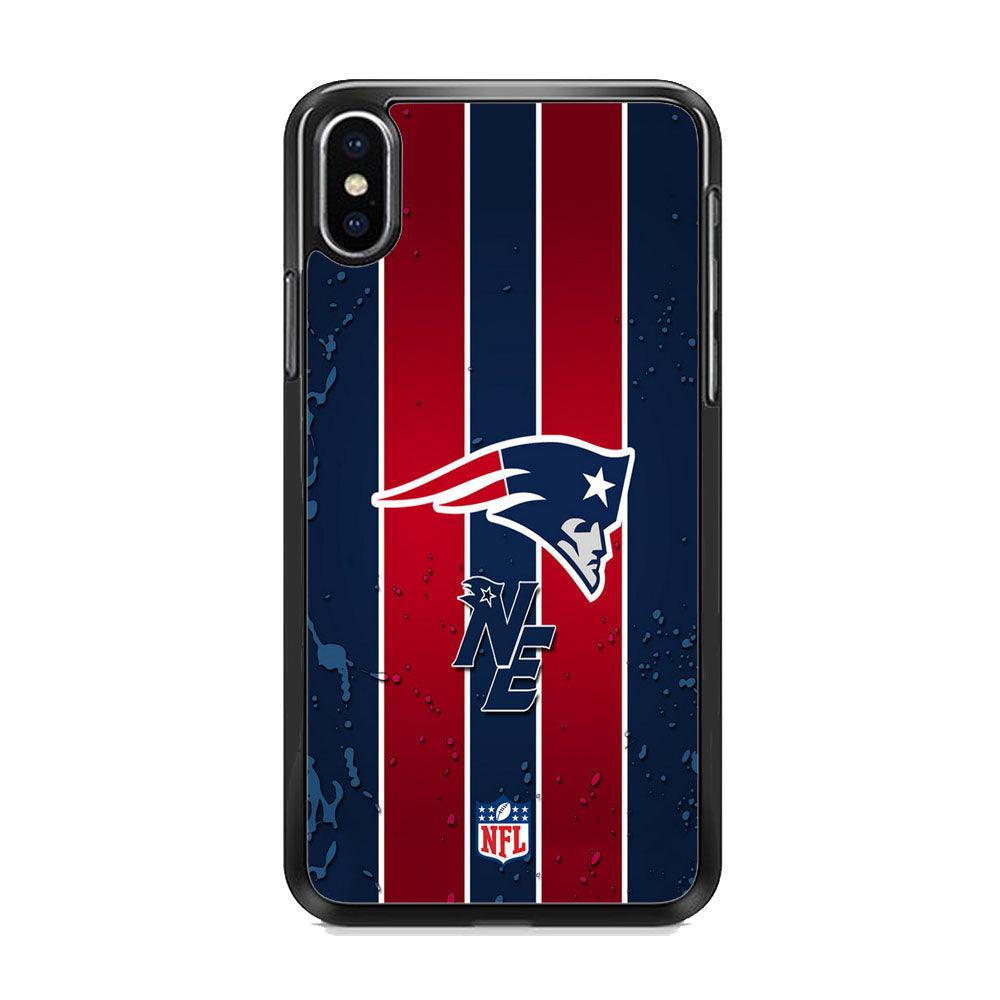 NFL New England Patriots Flag Line iPhone XS MAX Case-Rubber Black (2D Case)-Oxvistore