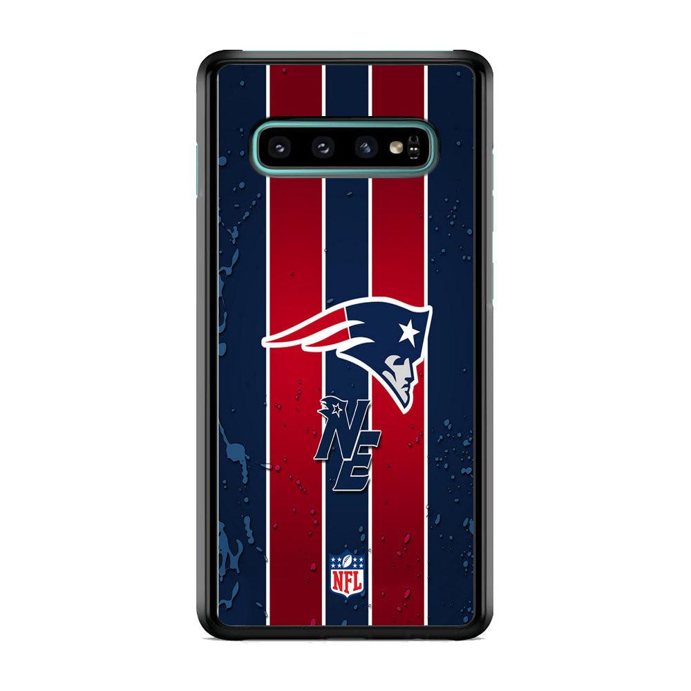 NFL New England Patriots Flag Line Samsung Galaxy S10 Plus Case-Rubber Black (2D Case)-Oxvistore