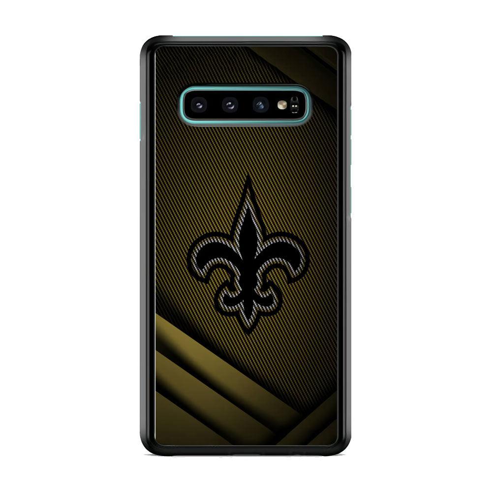 NFL New Orleans Saints Gold in The Dark Samsung Galaxy S10 Case-Rubber Black (2D Case)-Oxvistore