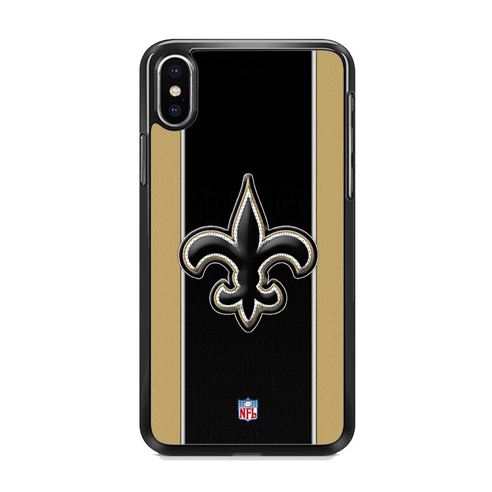 NFL New Orleans Saints Straight iPhone XS MAX Case-Rubber Black (2D Case)-Oxvistore