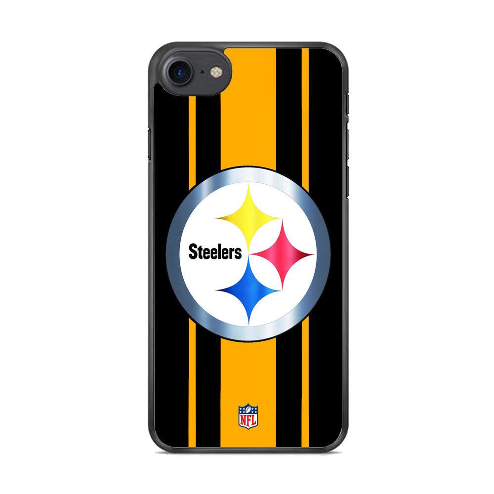 NFL Pittsburgh Steelers Platinum iPhone 8 Case-Rubber White (2D Case)-Oxvistore