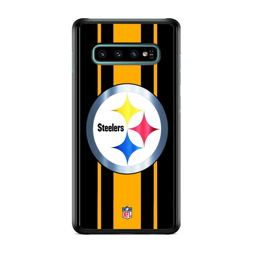 NFL Pittsburgh Steelers Platinum Samsung Galaxy S10 Case-Rubber Black (2D Case)-Oxvistore