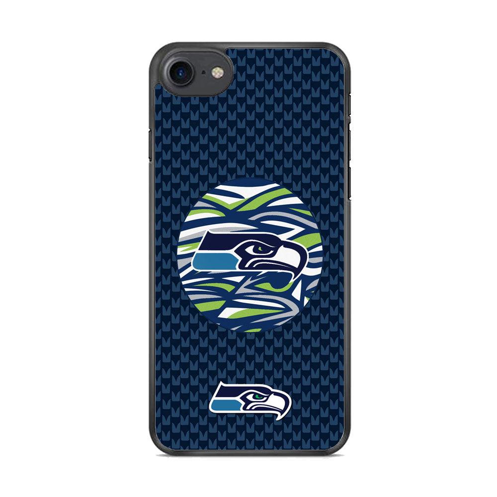 NFL Seattle Seahawks Pattern Banner iPhone 7 Case-Rubber White (2D Case)-Oxvistore