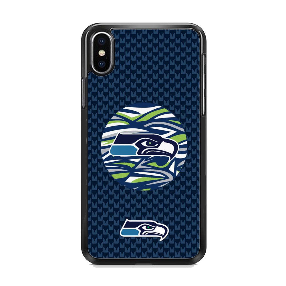 NFL Seattle Seahawks Pattern Banner iPhone XS MAX Case-Rubber Black (2D Case)-Oxvistore