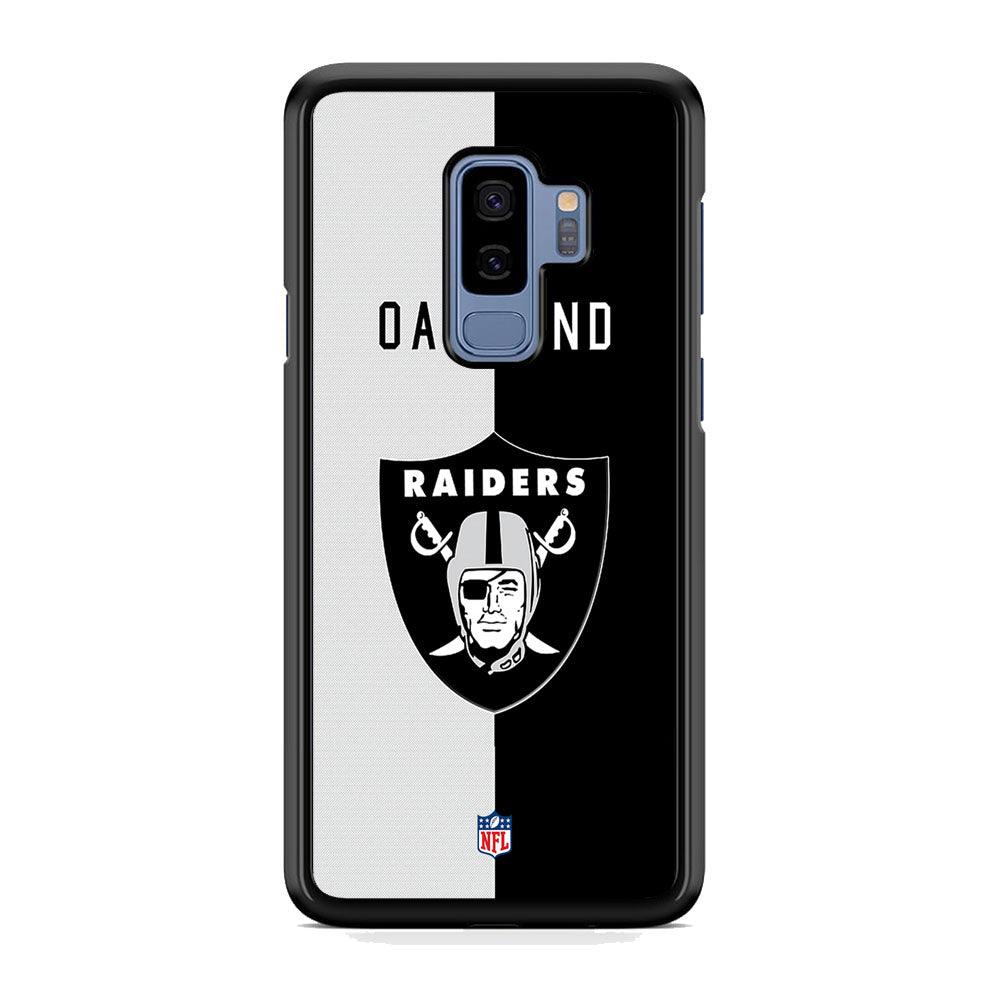 NFL The Oakland Raiders B&W Side Samsung Galaxy S9 Plus Case-Rubber White (2D Case)-Oxvistore