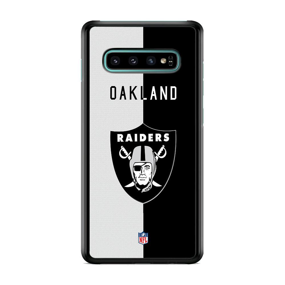 NFL The Oakland Raiders B&W Side Samsung Galaxy S10 Case-Rubber Black (2D Case)-Oxvistore