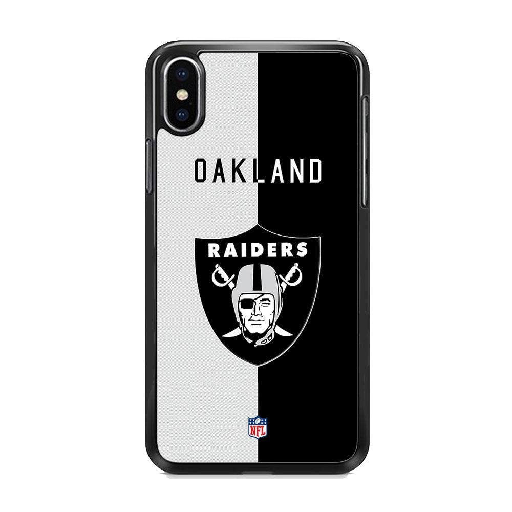 NFL The Oakland Raiders B&W Side iPhone XS Case-Rubber Black (2D Case)-Oxvistore
