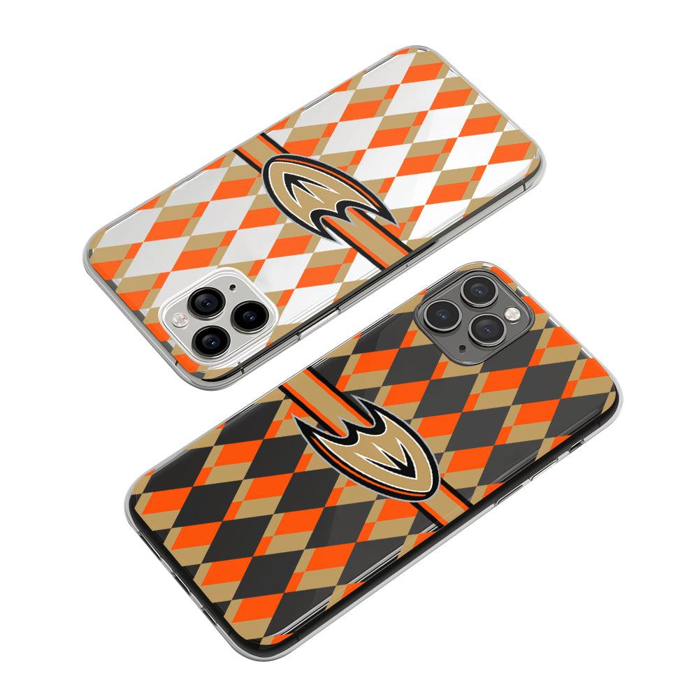 NHL Anaheim Ducks Orange Abstract Square Clear Soft Case-Oxvistore