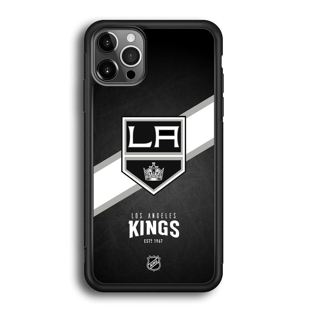 NHL LA Kings White Sash iPhone 12 Pro Max Case-Rubber White (2D Case)-Oxvistore