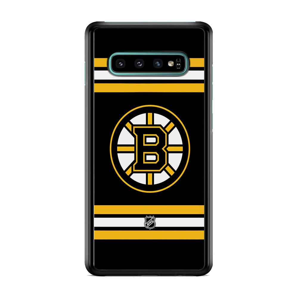 NHL Boston Bruins Circular Logo Samsung Galaxy S10 Plus Case-Rubber Black (2D Case)-Oxvistore