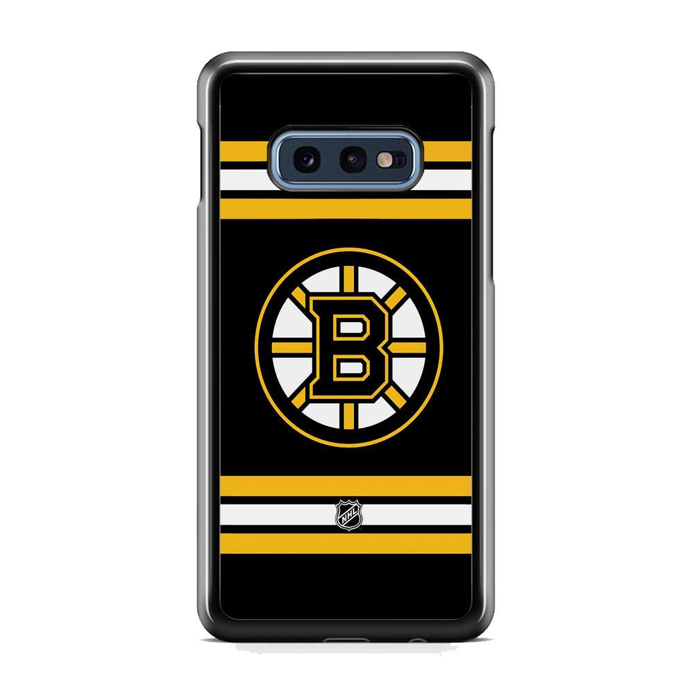 NHL Boston Bruins Circular Logo Samsung Galaxy S10E Case-Rubber Black (2D Case)-Oxvistore