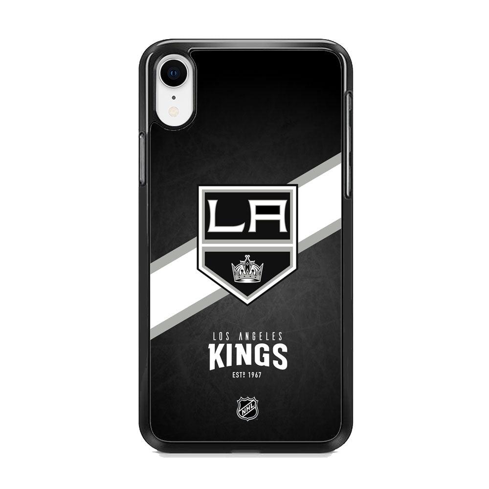 NHL LA Kings White Sash iPhone XR Case-Rubber Black (2D Case)-Oxvistore