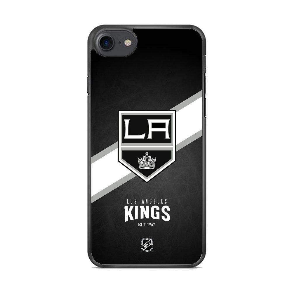 NHL LA Kings White Sash iPhone 7 Case-Rubber White (2D Case)-Oxvistore