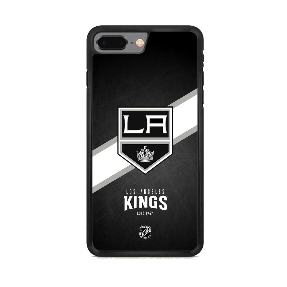 NHL LA Kings White Sash iPhone 7 Plus Case-Rubber Black (2D Case)-Oxvistore