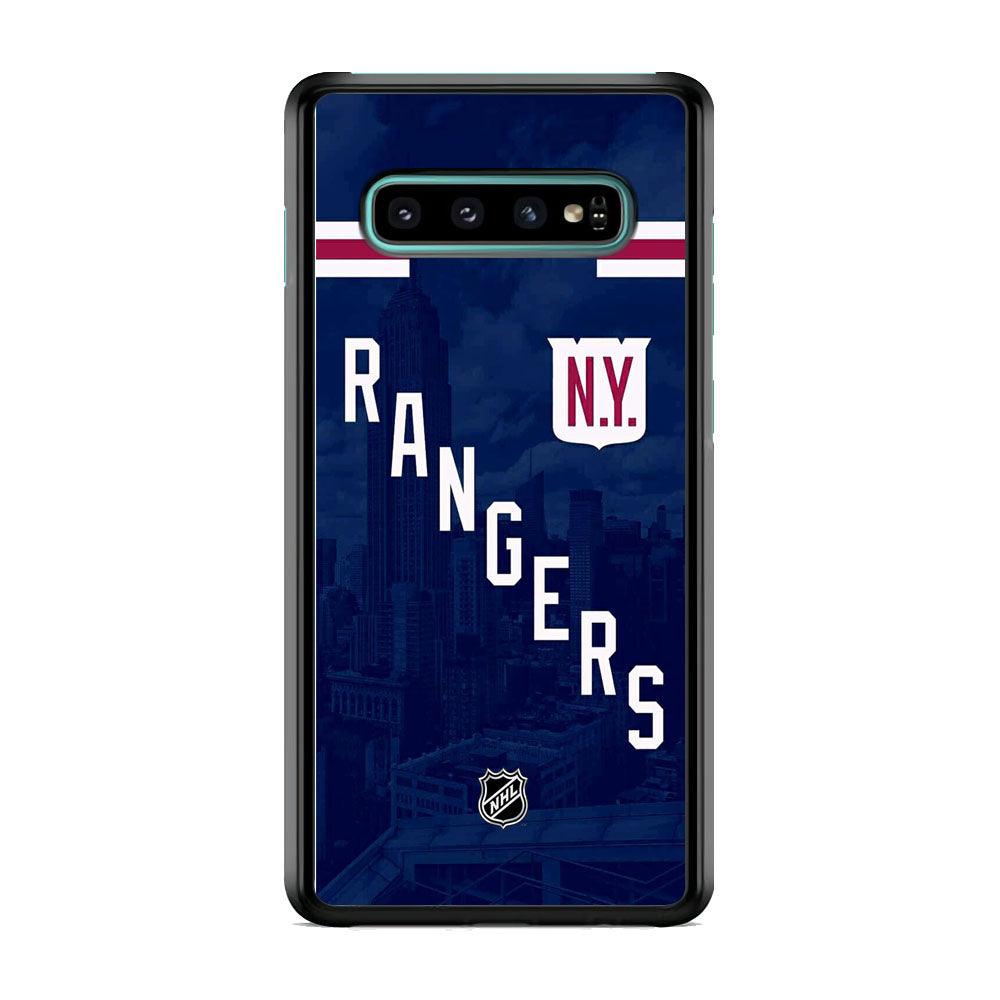 NHL New York Rangers Town Shade Samsung Galaxy S10 Plus Case-Rubber Black (2D Case)-Oxvistore
