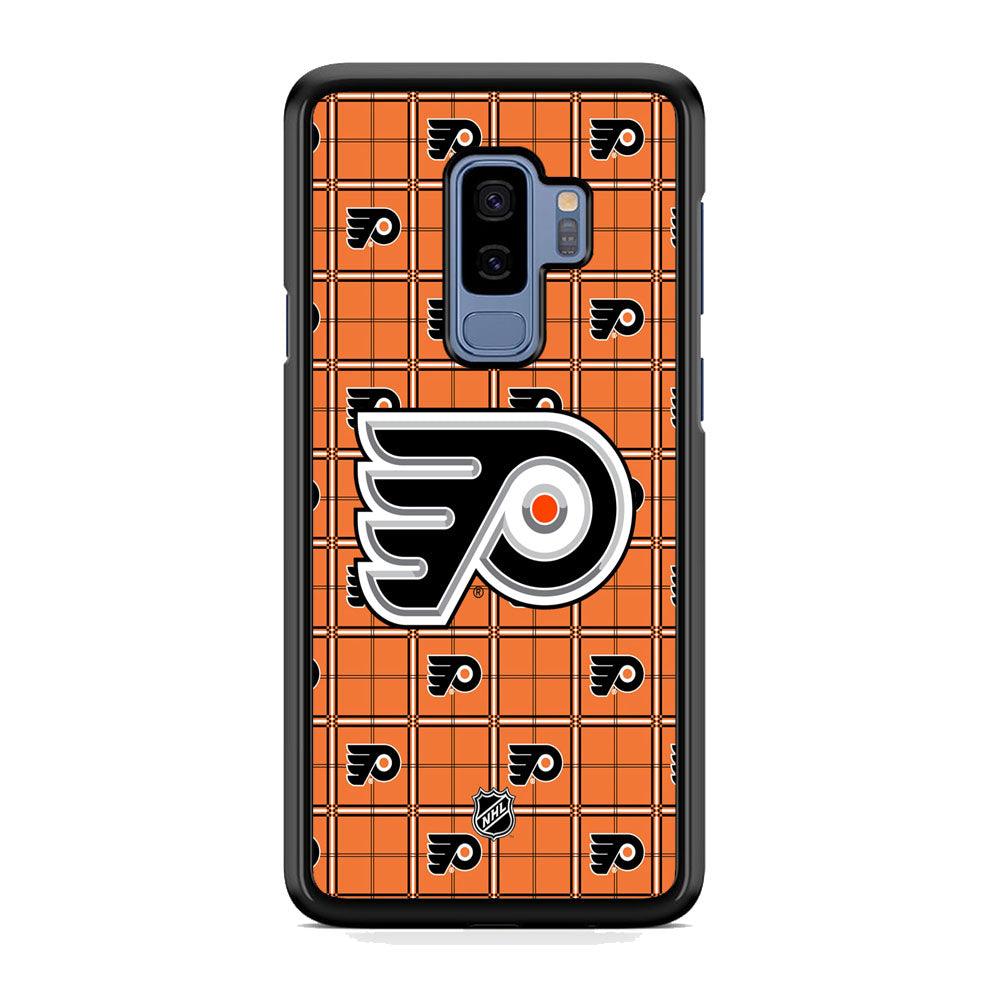 NHL Philadelphia Flyers Logo in Flanel Samsung Galaxy S9 Plus Case-Rubber Black (2D Case)-Oxvistore