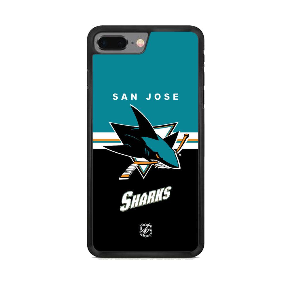 NHL San Jose Sharks Teal Blend iPhone 7 Plus Case-Rubber Black (2D Case)-Oxvistore