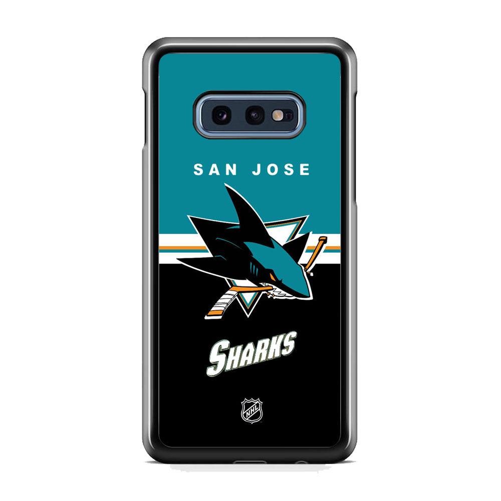 NHL San Jose Sharks Teal Blend Samsung Galaxy S10E Case-Rubber Black (2D Case)-Oxvistore