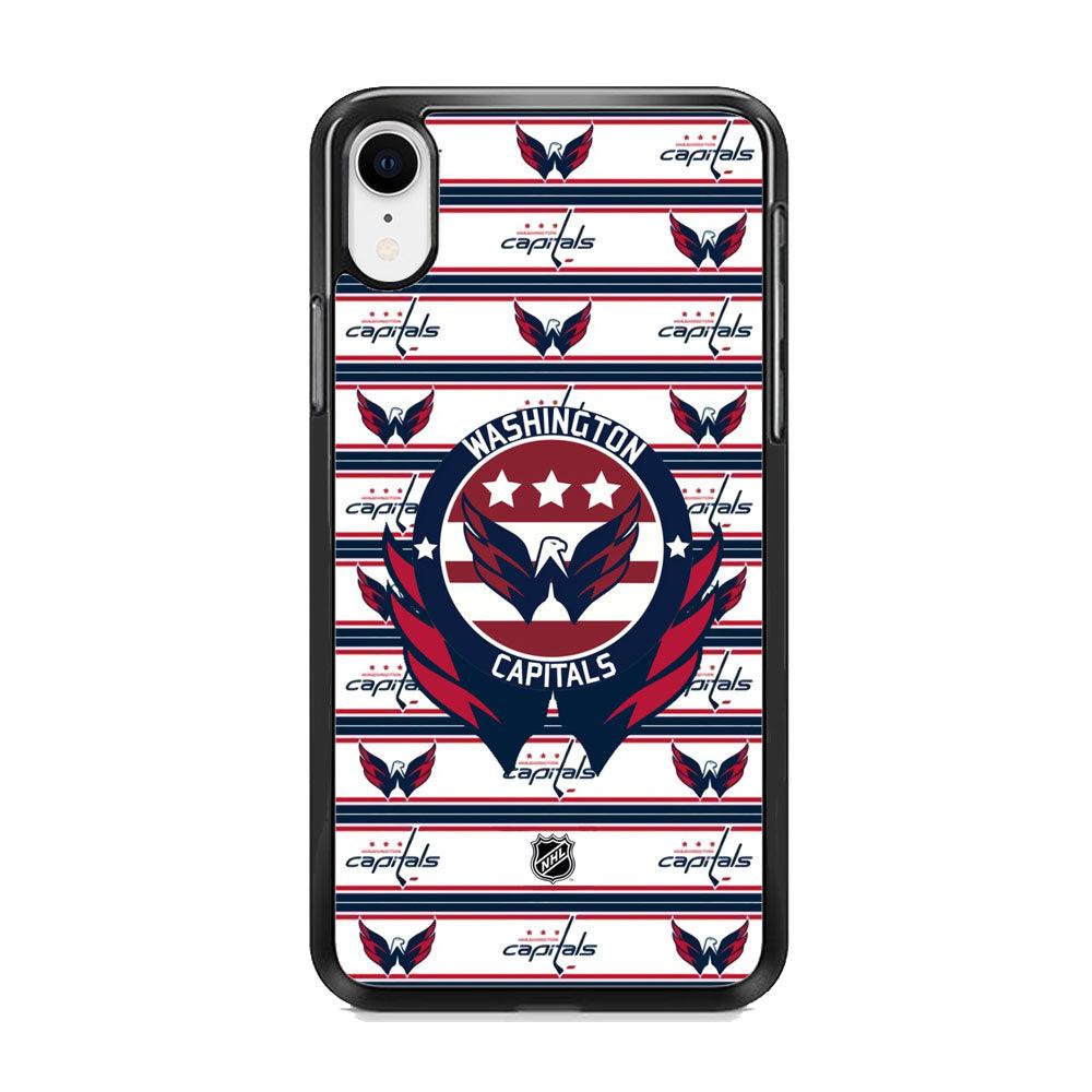 NHL Washington Capital Pattern of Emblem iPhone XR Case-Rubber Black (2D Case)-Oxvistore