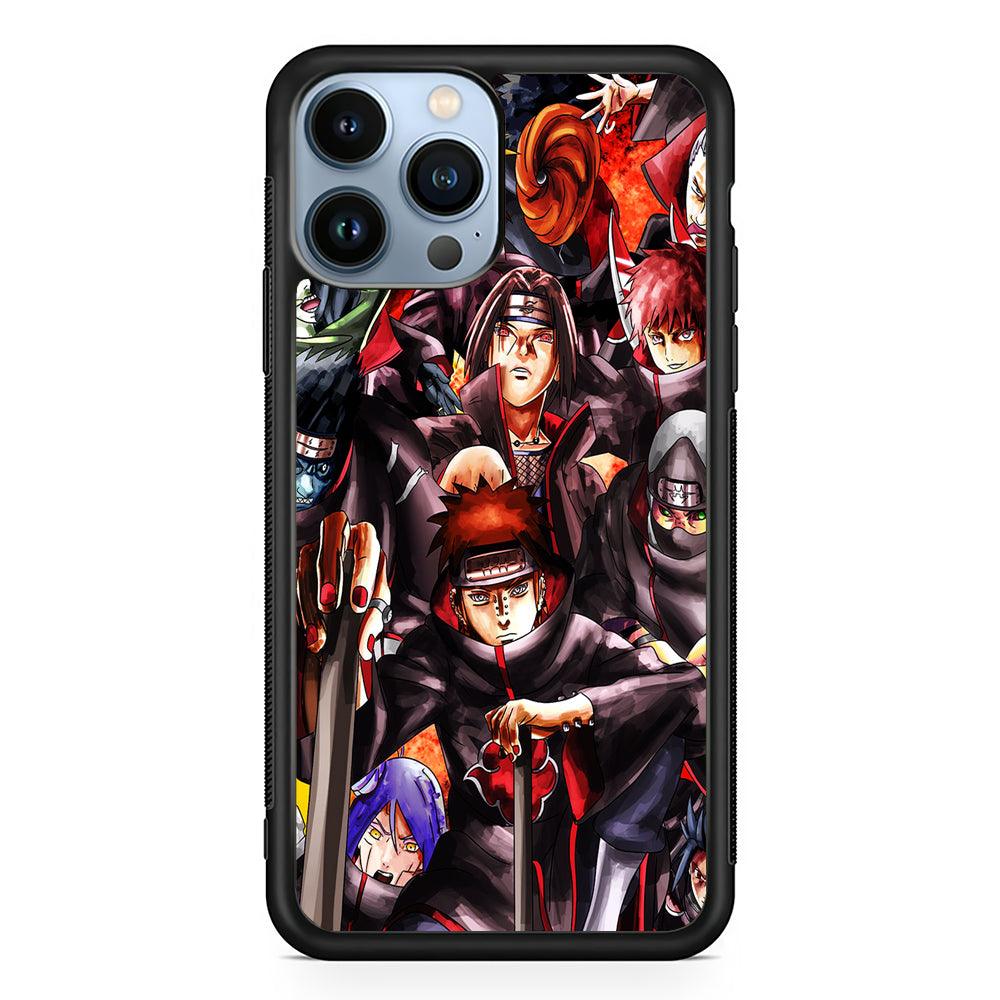 Naruto Akatsuki Full Team 2D Rubber Phone Case-Black-Oxvistore