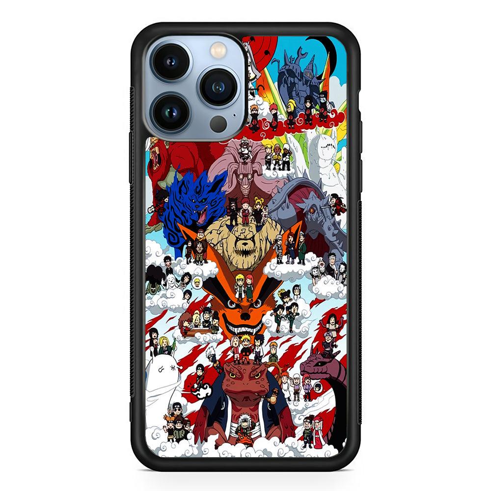 Naruto Chibi All Character 2D Rubber Phone Case-Black-Oxvistore