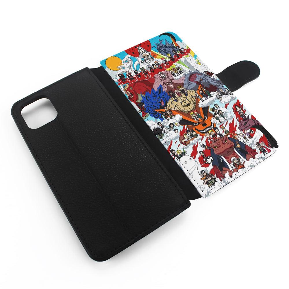 Naruto Chibi All Character Flip Wallet Phone Case-Oxvistore