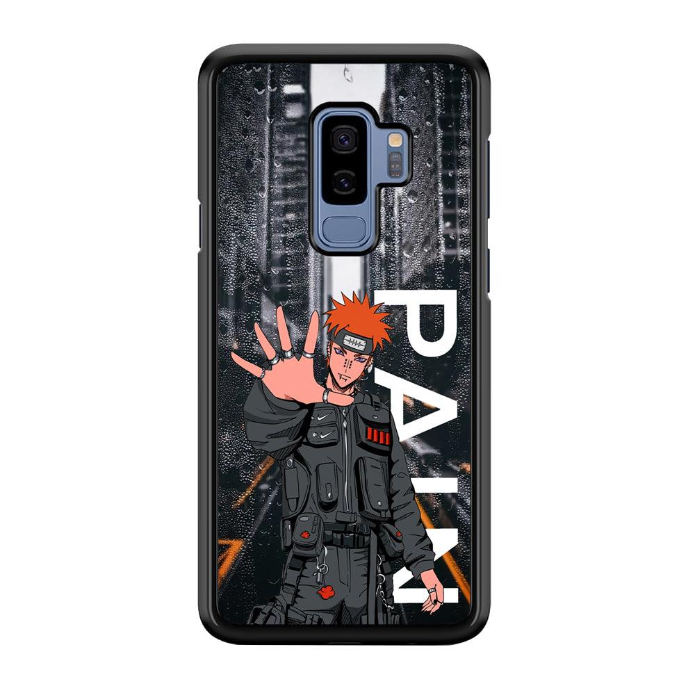 Naruto Hype Pain on The Rain Samsung Galaxy S9 Plus Case-Rubber Black (2D Case)-Oxvistore