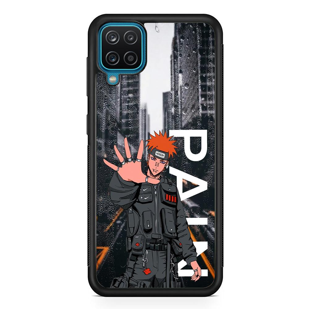 Naruto Hype Pain on The Rain Samsung Galaxy A12 Case-Rubber Black (2D Case)-Oxvistore