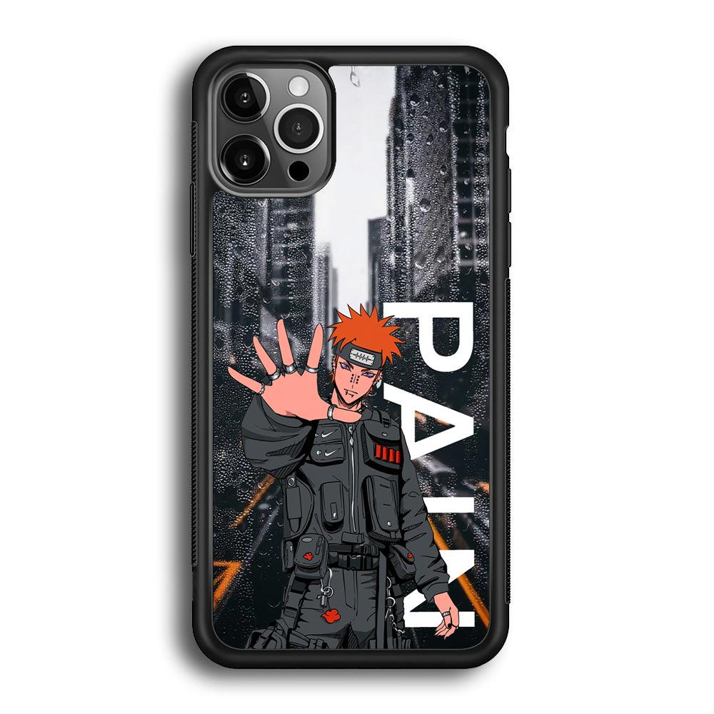 Naruto Hype Pain on The Rain iPhone 12 Pro Max Case-Rubber Black (2D Case)-Oxvistore
